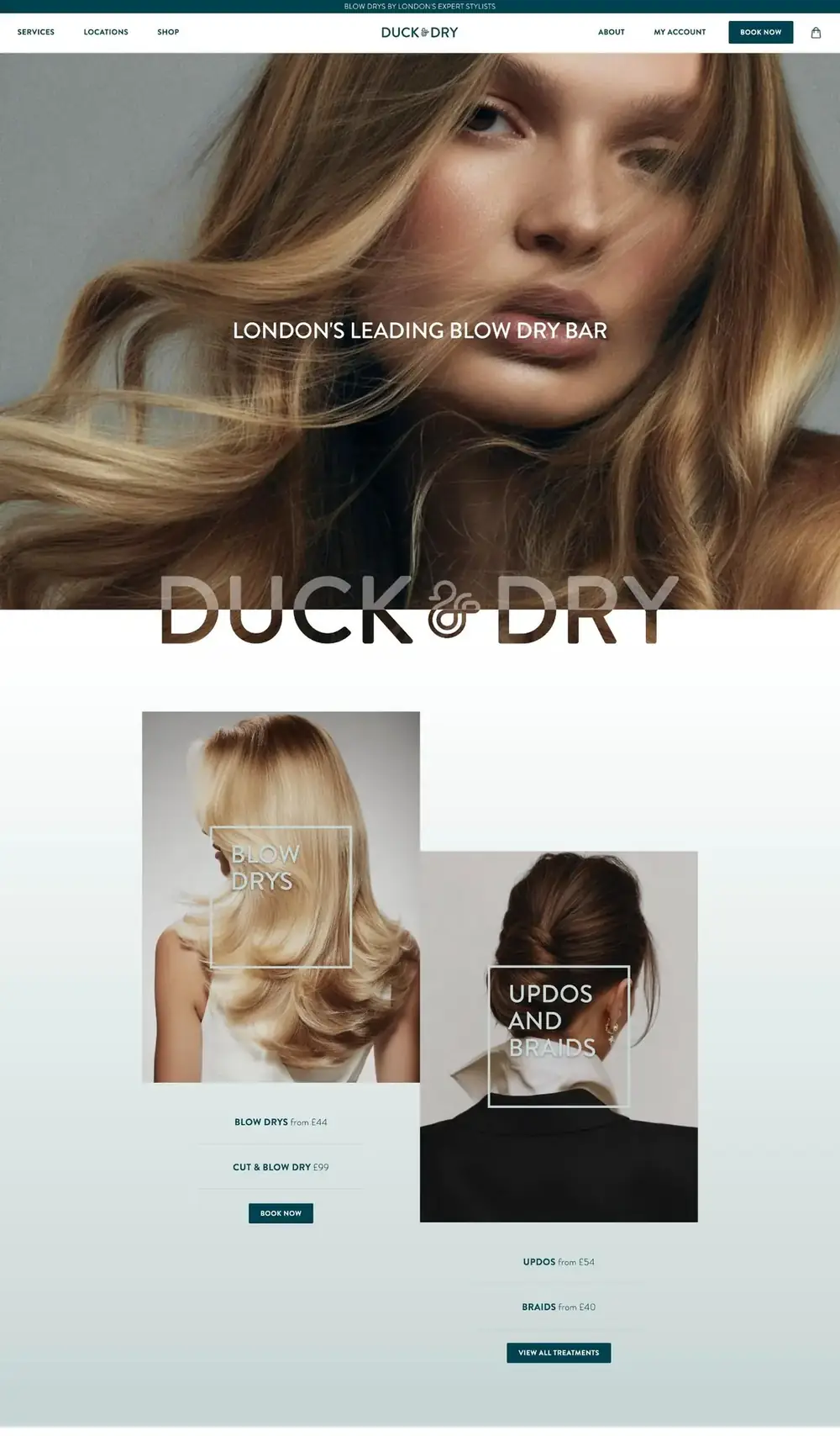 Duck & Dry website homepage