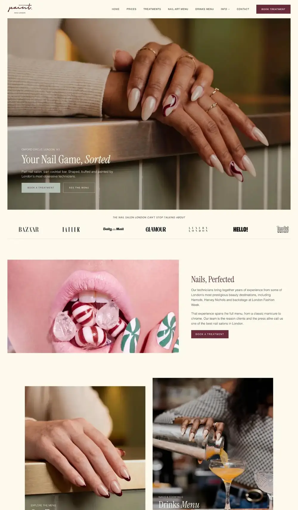 Paint Nails London website homepage